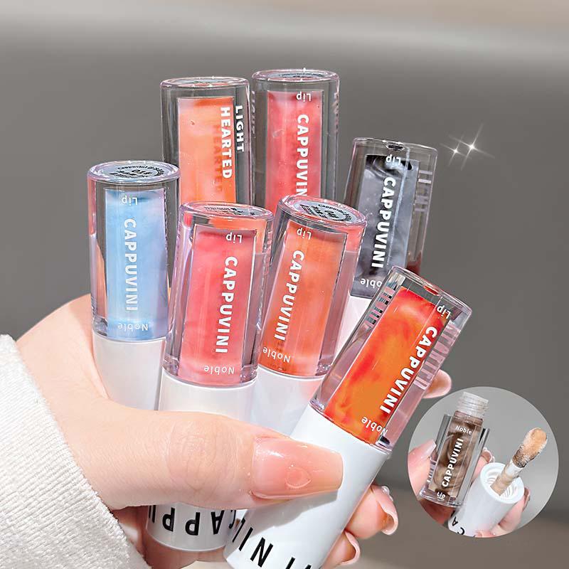 Clear Transparent Grey Purple Lip Gloss Hydrating Drying Lips Mirror Lip Glaze Tint Plumper Moisturizing Crystal Lip Oil Makeup