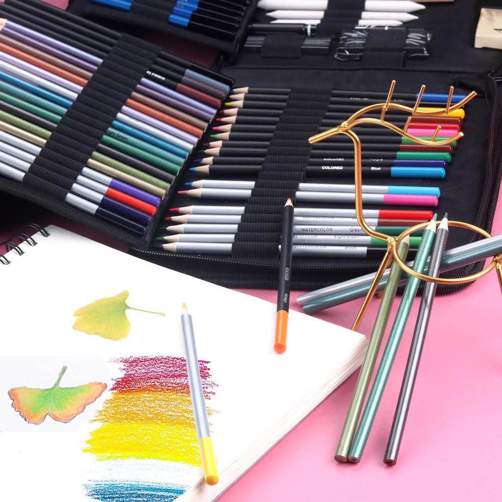 83-Piece Professional Sketching & Colored Pencils Set for Fine Art Drawing