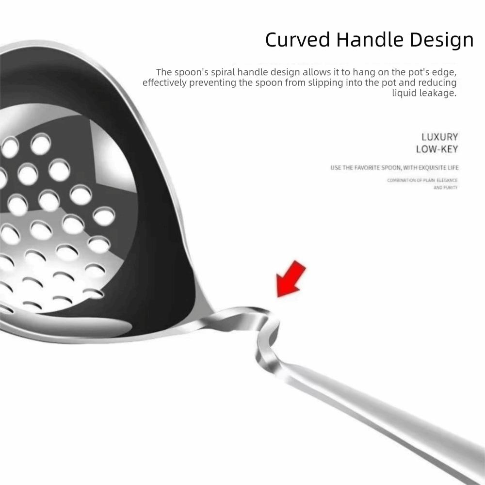 Curved Handle Design Soup Spoon Long Small Tools Household Colander Spoon  Kitchen Supplies