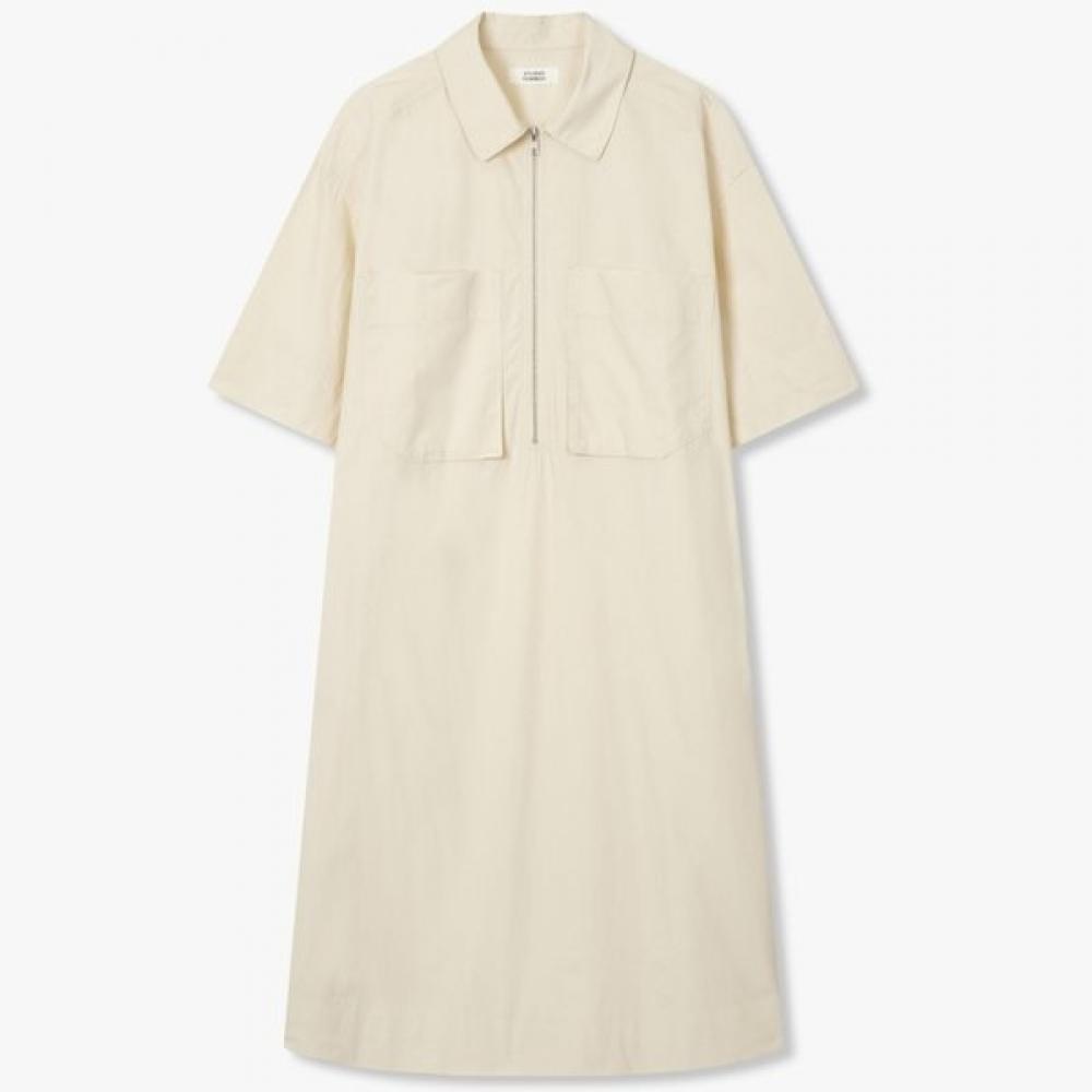 Studio Tomboy Half Zip Collar Dress  9165241881ct Ivory/FREE