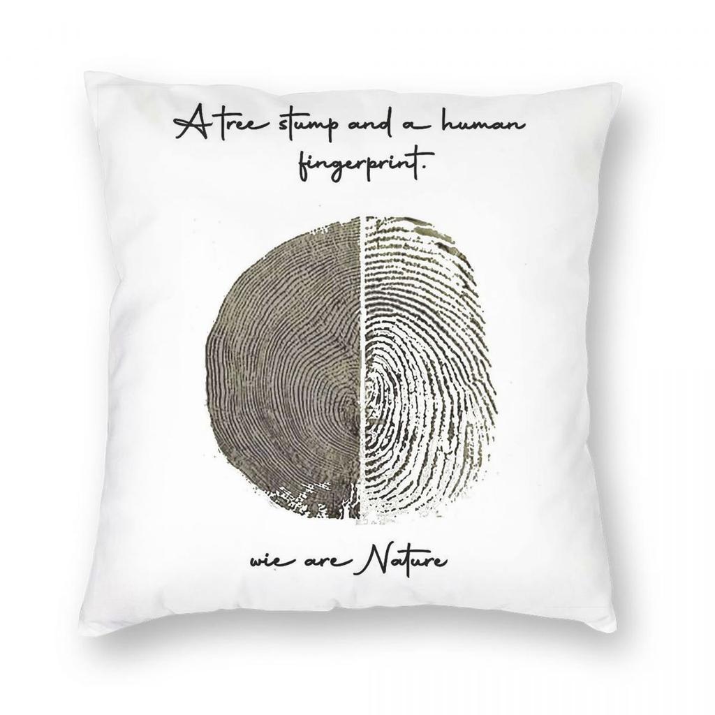 Tree Stump And Human Fingerprint Square Pillowcase Polyester Linen Velvet Creative Zip Decorative Pillow Case Home Cushion Cover