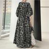 Temperament Leopard Print Stand Up Collar with Bubble Sleeves, Fashionable and Loose Casual Bohemian Shirt Dress, Spring and Autumn Plus Size