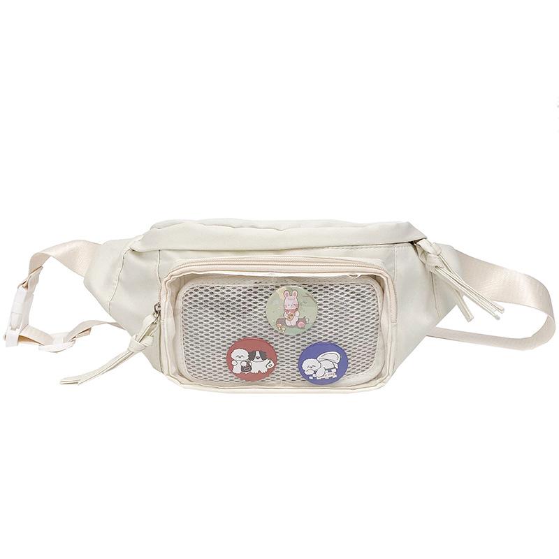 Japanese ins niche baby bag pain bag transparent badge breast bag, millet display messenger bag female student fanny pack