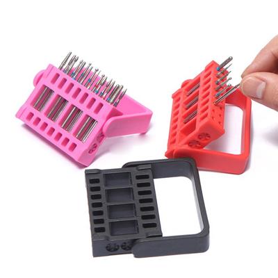 16 Holes Nail Polishing Drill Bit Holder Sanding Head Display Stand Storage Rack