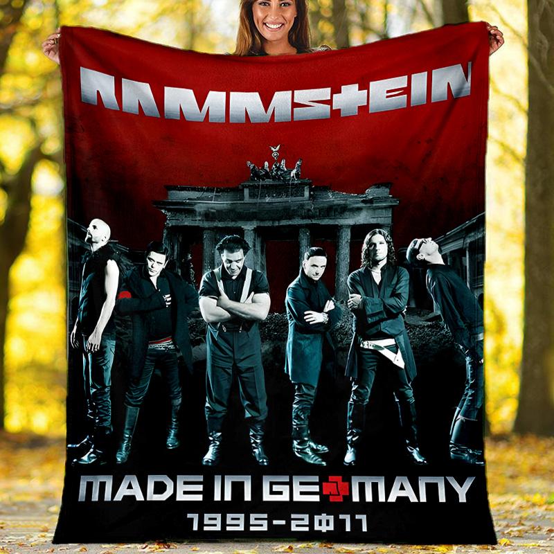 1pc Rammstein3 Theme Blanket - Digital Print, Polyester, Cozy for All Seasons, Perfect for Outdoor, Camping, and Travel