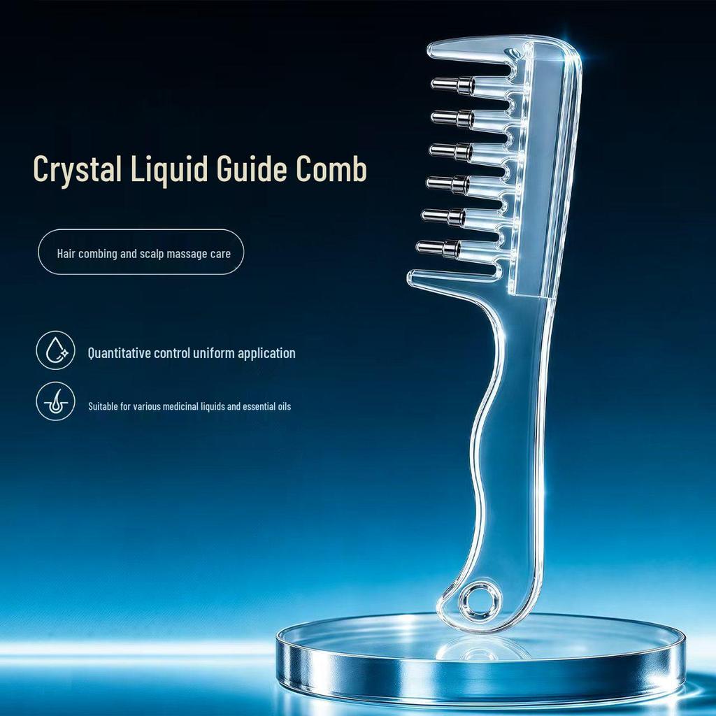 Scalp Care Liquid Applicator Comb - Transparent Liquid Guiding Artifact for Optimal Hair Treatment