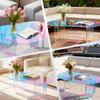 Acrylic Round Square Coffee Table Shatterproof Transparent End Table Iridescent Accent Side Table 4 Legs for Office Home Decor