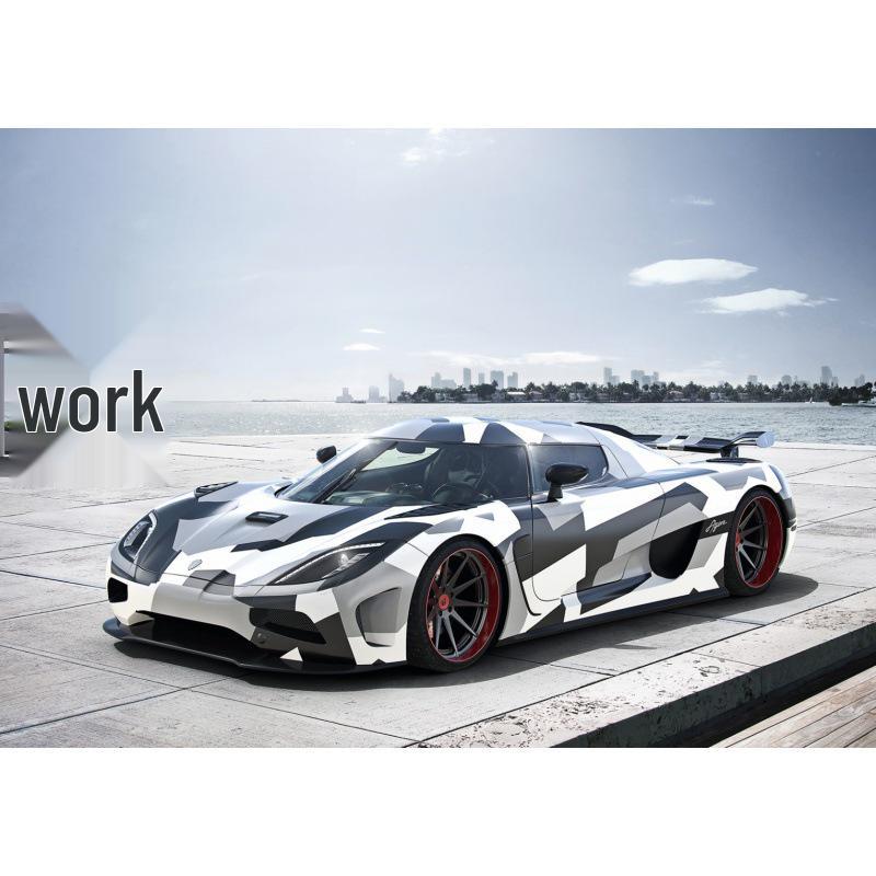 

Ghost Supercar Sedan Poster - Decorative Wall Art with Frame Yellow Kraft Paper (No Glue) 30X42 cm