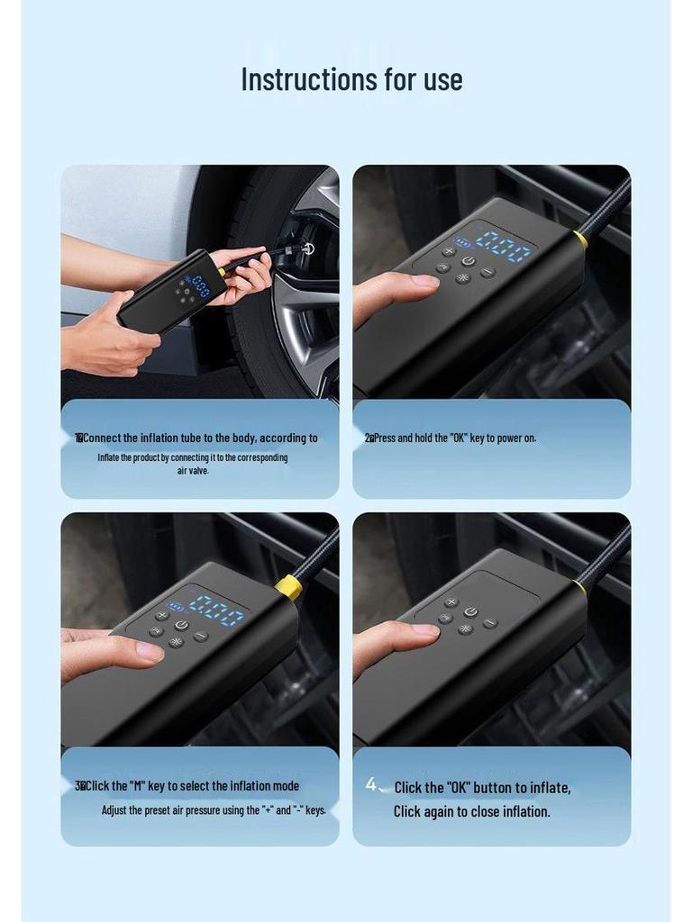 12V Wireless Electric Air Pump for Cars, Motorcycles, and Bicycles