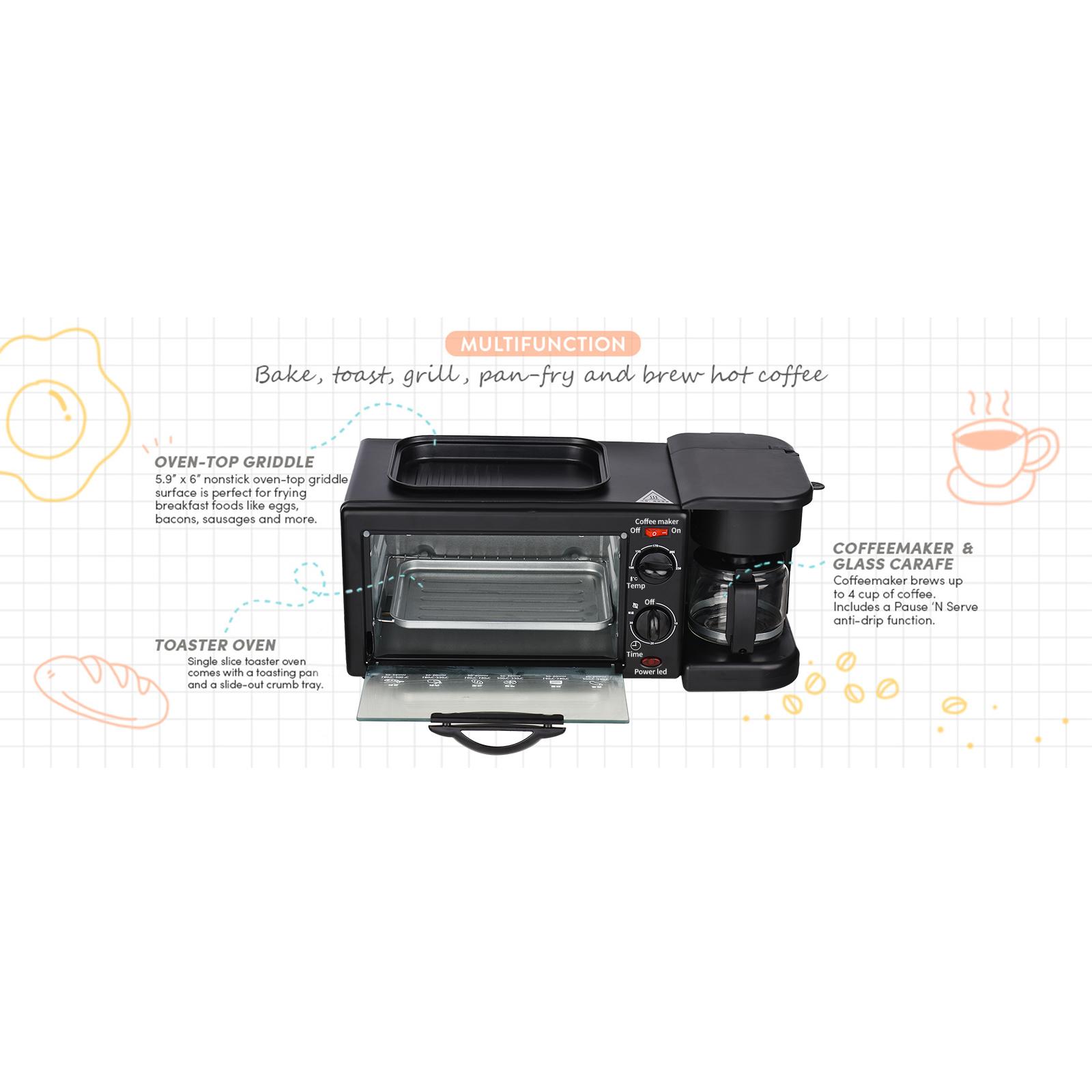 

Breakfast Machine Household Three In One Multifunction Oven Coffee Maker Fried Egg 500W High Power 3 Gears 15 Minutes Timing