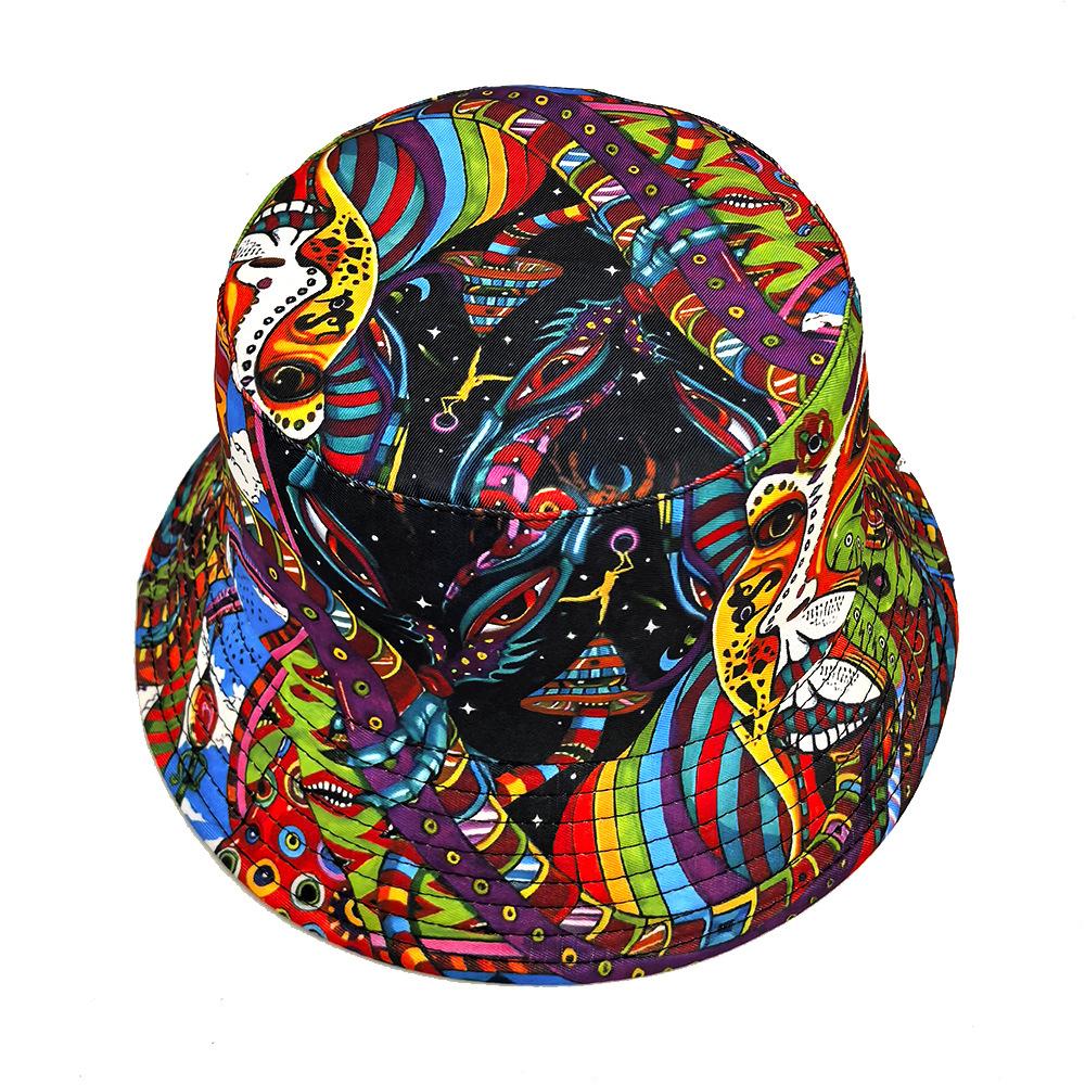 Sombrero de Cubo con Estampado de Moda para Mujeres Hombres Verano Exterior Protector Solar Viaje Playa Sombrero de Pescador Unisex Decorado Panamá Hip Hop Calle