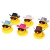 1 Set coole Auto-Accessoires mit Cowboyhut-Halskette und Sonnenbrille Gummi-Enten Auto-Schmuck Enten Auto-Armaturenbrett-Dekorationen