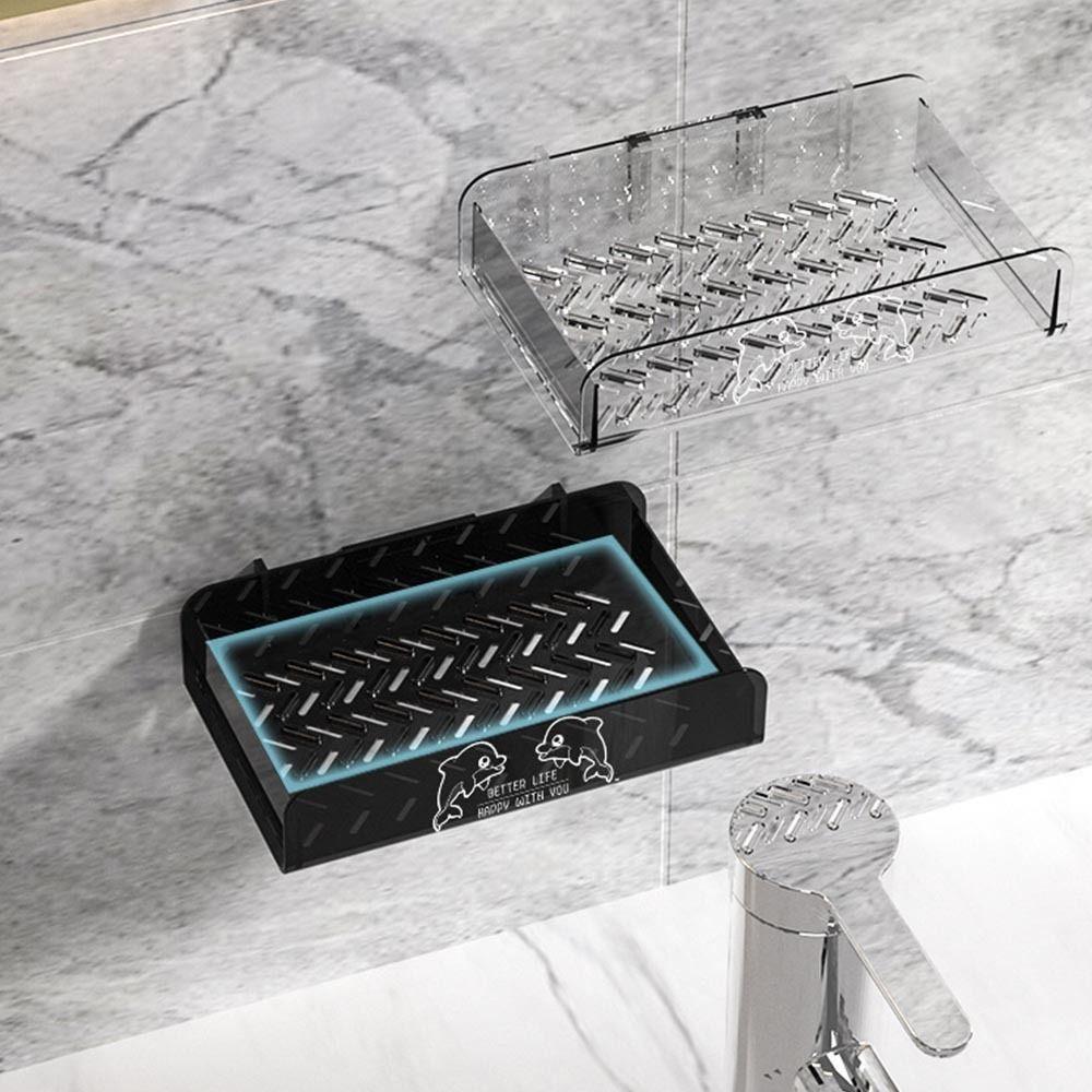 Self Adhesive Soap Rack No Drilling Soap Storage Tray Portable Soap Dish Holder  Counter Top