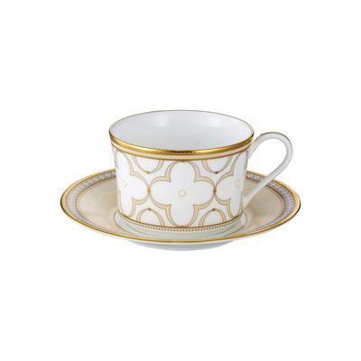 Trefolio Gold Cup and Saucer (for Both Coffee and Tea), 245cc Capacity, Gold Bone China, T93686/4945