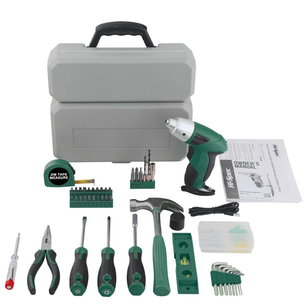46 Pieces 4V Electric Screwdriver Set, Cordless Lithium Battery Drill & Electric Tool Kit for Household Use