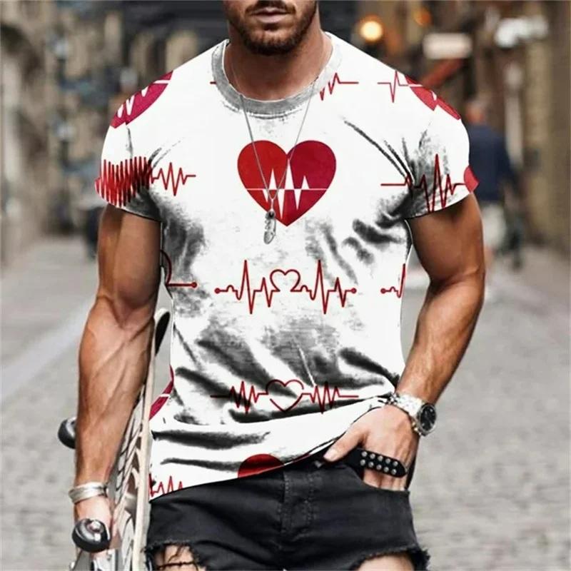 Color Block Splicing 3D Print T-Shirts Streetwear Men Fashion Casual Oversized O-Neck Short Sleeved T Shirt Tees