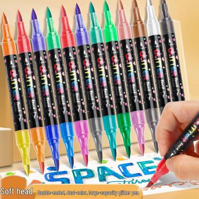 Dual-Color Double-Ended Acrylic Flash Marker Pen for Handwriting