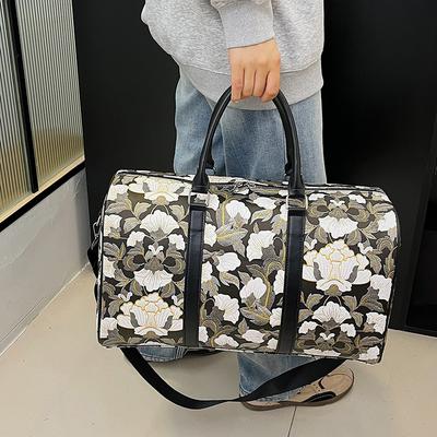 National Style Fitness Bag Flower Design Large Capacity Hand-held Travel Bag Household Clothing Storage Luggage Bag