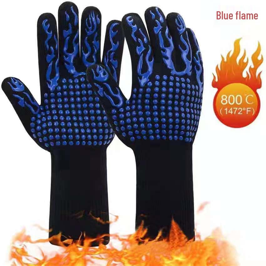 High-Temperature Resistant Insulated BBQ Gloves, Flame Retardant, Anti-Scald, Oil Resistant, Thickened Aramid, EN407 Certified, up to 500 Degrees.