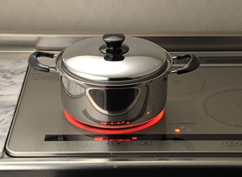 Yoshikawa Integrate Tsubame-Sanjo 24cm 5.3L Double-Handled Pot with Lid, Induction and Direct Heat Compatible, Made In Japan, SJ3397