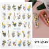 Lily Flower Geometric 3D Nail Stickers Maple Leaves Lines Nail Art Adhesive Sliders Red Berries Decals Decoration PPSTZ-SJ027