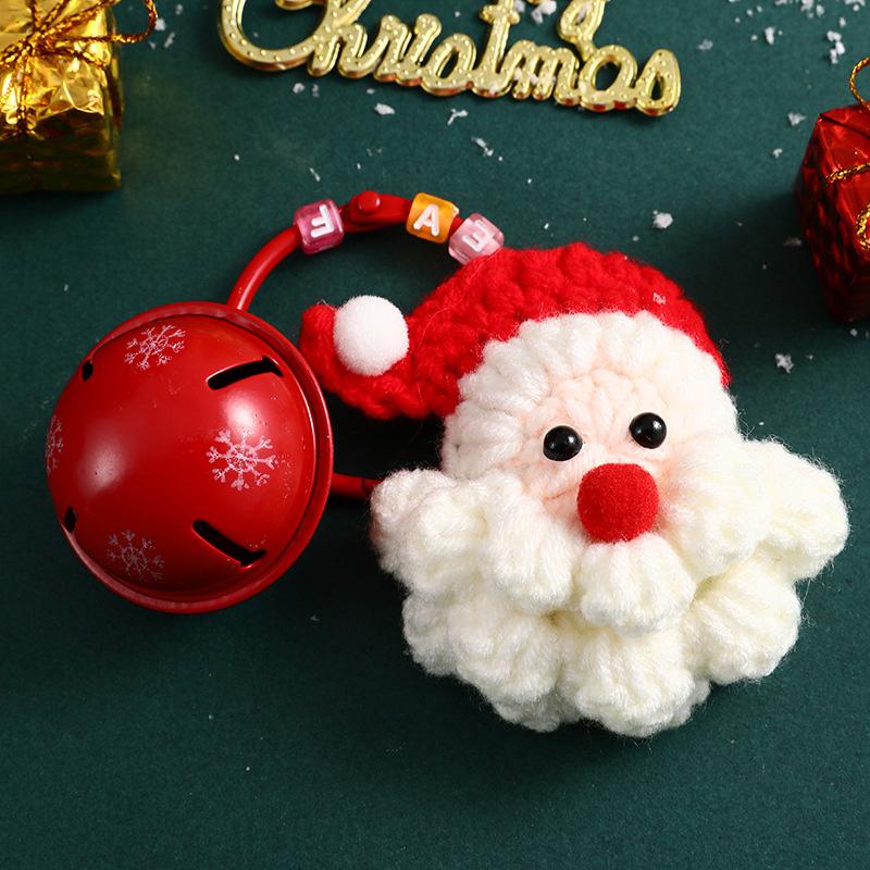 1PC Christmas Keychain New Year Gifts Santa Glove Handmade Doll Ornament Hanging Bag Ornament Crochet Wreath & Hat