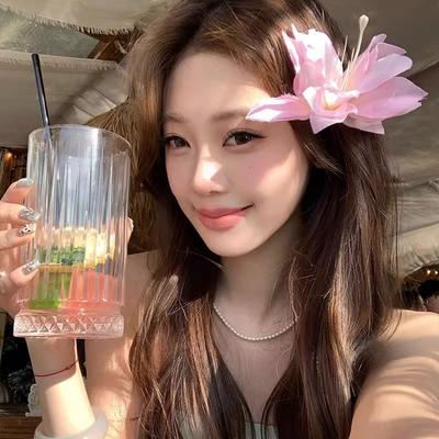 Early Spring Atmosphere~Vacation Style Lily Flower Hair Clip Super Fairy Simulation Photography Accessories Women's Side Headwear