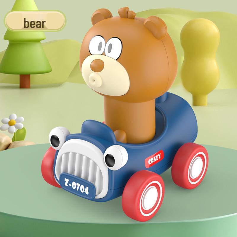 Cross-border Cartoon Animal Toy Car: Rotatable Head, Inertia-Powered, Drop-Resistant for Kids