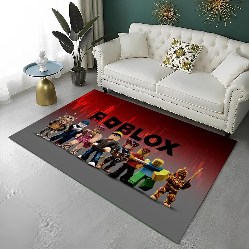 Cartoon R-Robloxs Spiel Gamer Teppich für Spielzimmer Schlafzimmer Wohnzimmer Sofa Heimdekoration, Kinderteppich Rutschfeste Fußmatte