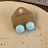 Flower Round Stud Earrings Temperament Jewelry Gift Elegant Polka Dot Earrings  Party