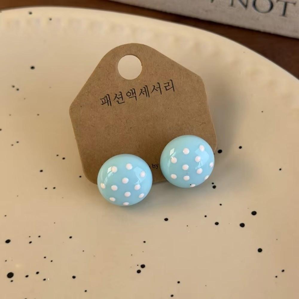 Flower Round Stud Earrings Temperament Jewelry Gift Elegant Polka Dot Earrings  Party