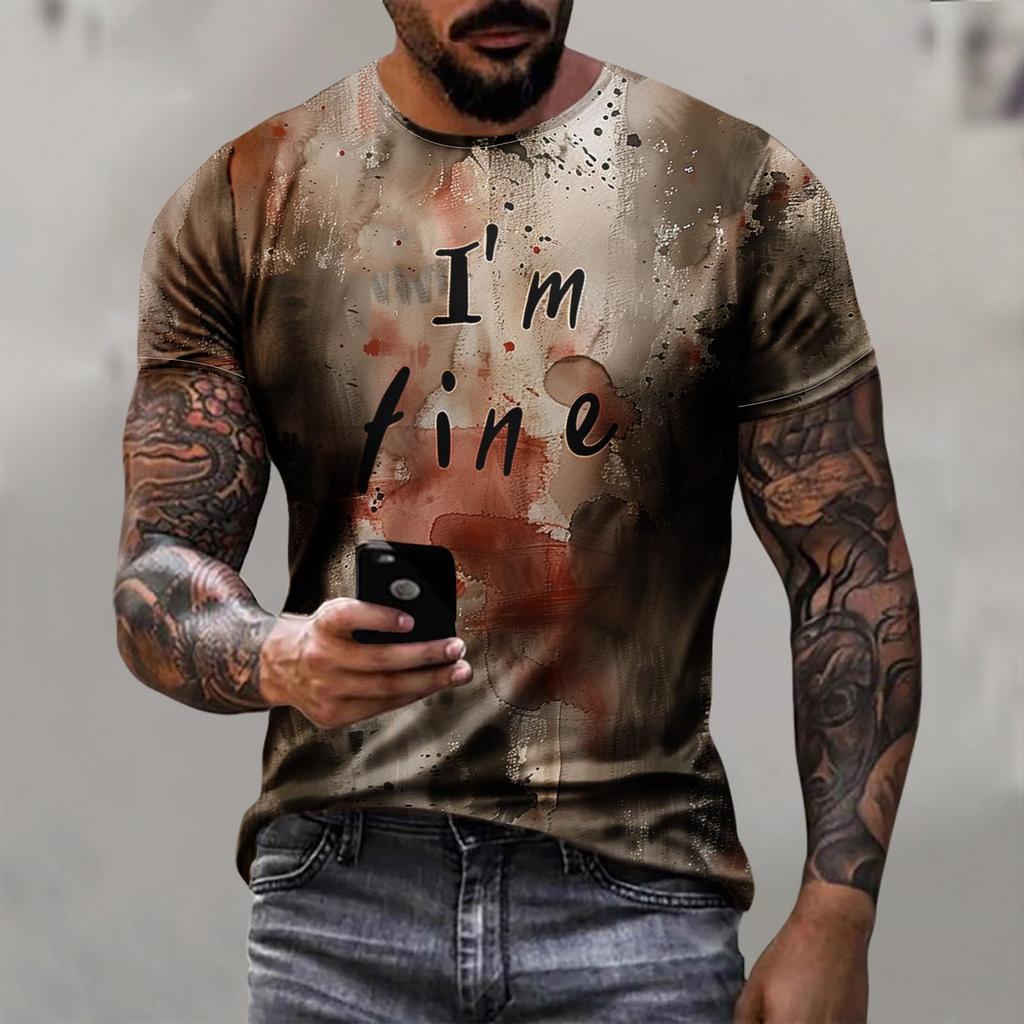 Pánská módní košile s krátkým rukávem a kulatým výstřihem s halloweenským potiskem