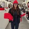 Winter wind solid color threaded knitted hat scarf two-piece set women's warm wool hat scarf set