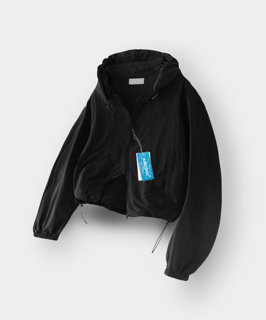 Mood Inside Woman Ice Stitch String Crop Windbreaker (Woman)_Black