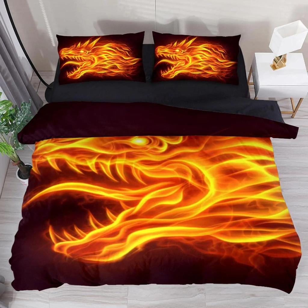 Yellow Eye of Black Dragon Duvet Cover Set Fantasy Dragon Large Monster Gothic Bedding Sets Dragon Eyes Comforter Cover 2/3PCS