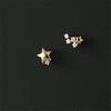 925 Sterling Silver Japanese Asymmetric Star Stud Earrings Women Modern Simple Student Party 14k Gold Plating Jewelry  Gift