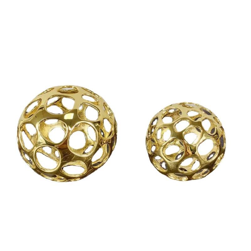 Creative Metal Hollow Ball Statue Crafts Golden Ball Geometric Ornaments Living Room Children's Room Ornaments Home Decoration