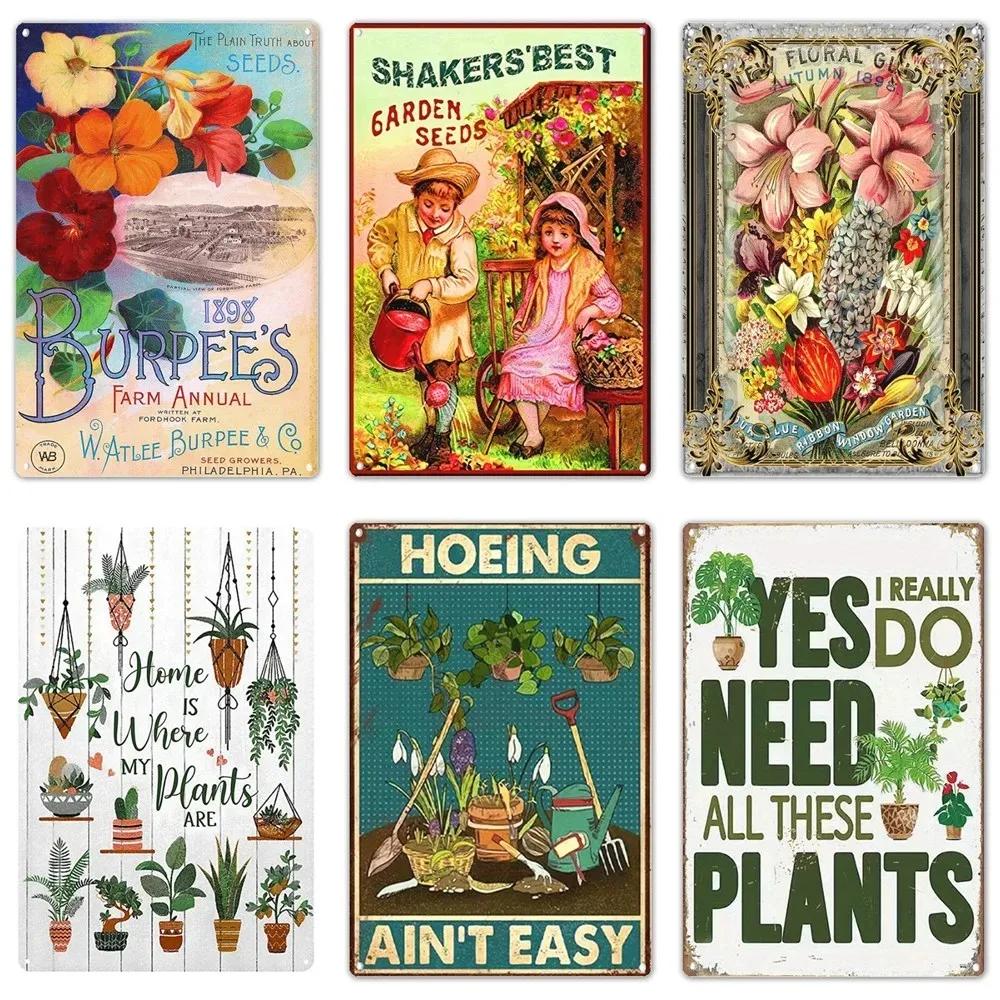 Gardening Vintage Metal Tin Sign  Wall Decor Because Murder Is Wrong Funny Plants Retro Sign for Farmhouse Home Room Decoration