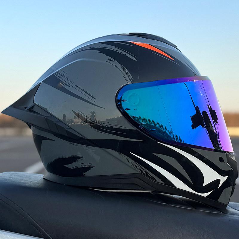 Motorcycle helmet, men's and women's dual lens full face helmet, motorcycle sports car, all season full face helmet DOT
