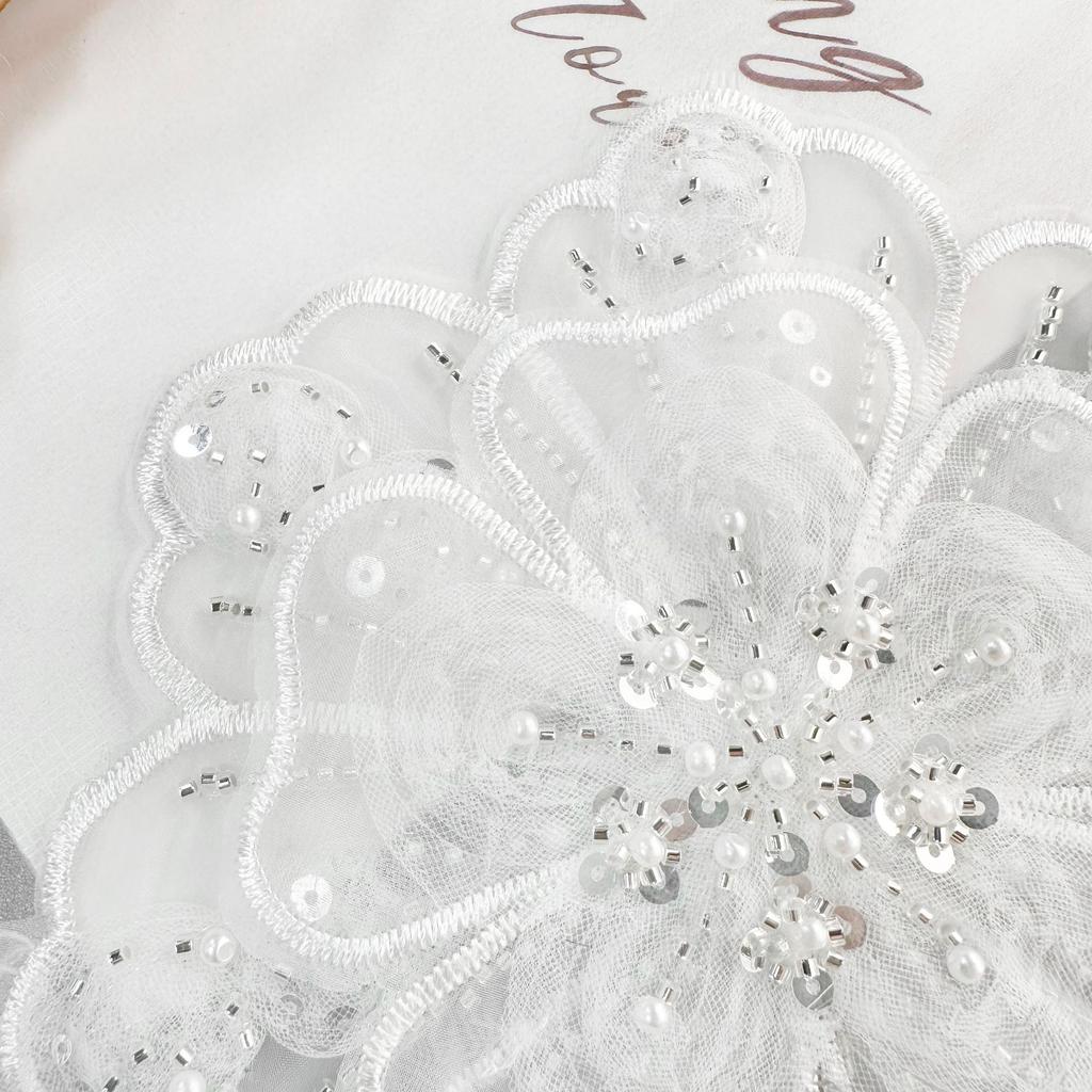 White Organza, Lace, Embroidered Nails, Beads, Sequins, Flower Embellishments, Bags, Dresses, Accessories, Fabric Patches