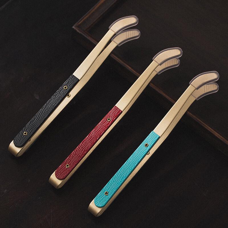 Changbaosen New Chinese Style Brass & Wood Tea Tongs