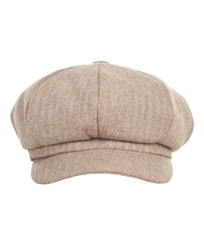 Bajal Bold Metal Tip Wool Herringbone Newsboy Cap Brown