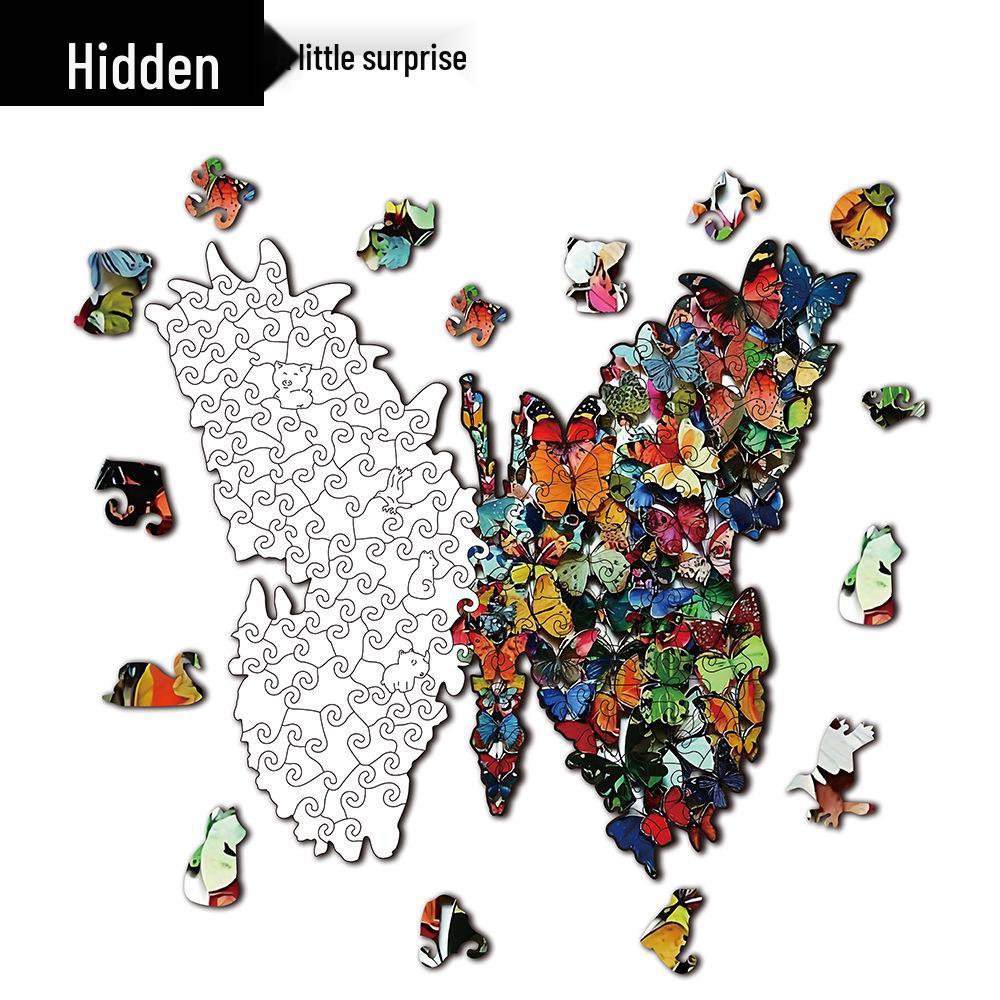 HOOLOOG Irregular Butterfly Wooden Puzzle & DIY Piggy Bank Gift