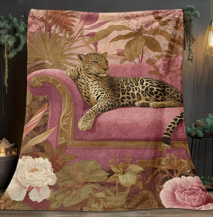 Trendy Leopard Animal Print Art Pattern Ultra Soft Warm Cozy Fluffy Throw Blanket for Living Room Sofa Home Decor