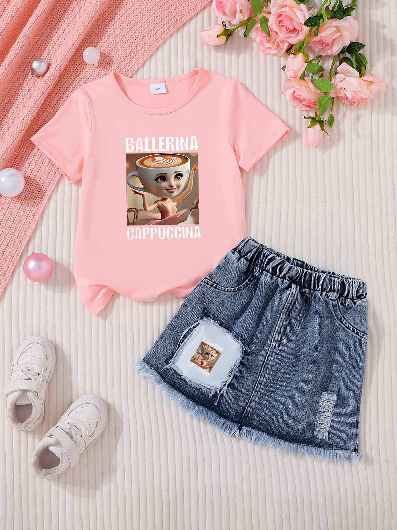 Girls  Denim Skirt and Top Set - Casual Fashion Outfit 5 Years