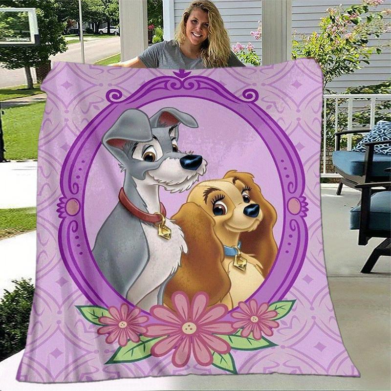 1pc Lady and The Tramp Printing Blanket - Soft, All-Season Throw for Office Blanket, Car, Travel