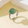 2 Pcs Natural Abalone Mother of Pearl Shell Adjustable Rings Heart & Round Cabochon Silver Band Iridescent Seashell Statement Finger Rings for Women