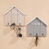 Wall Mount Key Holder Wooden House Shaped Keychain Organizer with 3 Hooks Rustic Key Rack for Entryway Bathroom Hallway Kitchen