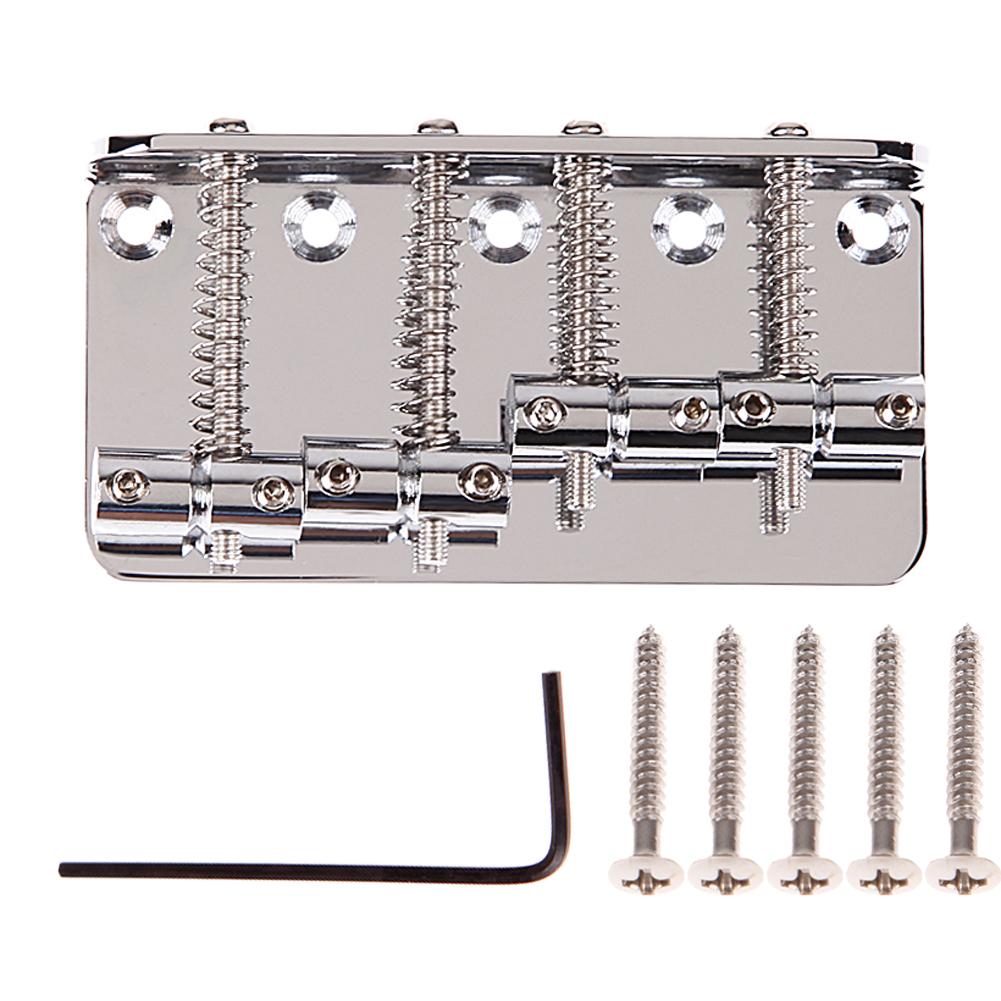 4 Strings Bass Bridge Metal Tailpiece with Screws Tailpiece Fixed Saddles For Fender Jazz Bass Guitar Chrome Replacement Part