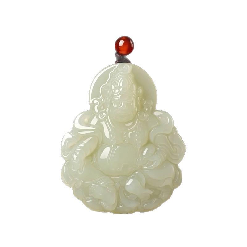 Double-Sided Carved Wealth Deity Pendant Necklace Hypoallergenic Lucky Fortune Jewelry for Women Daily Wear Festival Gift